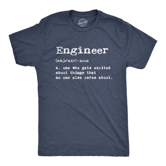 Mens Engineer Definition T Shirt Funny Sarcastic Science Tee Mens Funny T Shirts Cool Tees Soft Stylish Casual Menswear Nerd Apparel for Men Funny Office Short Sleeve Novelty Tees for Guys Navy