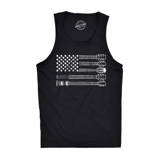 Mens Fitness Tank Guitar Flag Tanktop Cool Rock And Roll 4th of July Musician Flag Shirt Funny Workout Shirt for Men with Plus Sizes Patriotic Tank Top for Men Funny Music Sleeveless Tee Novelty Tank Black