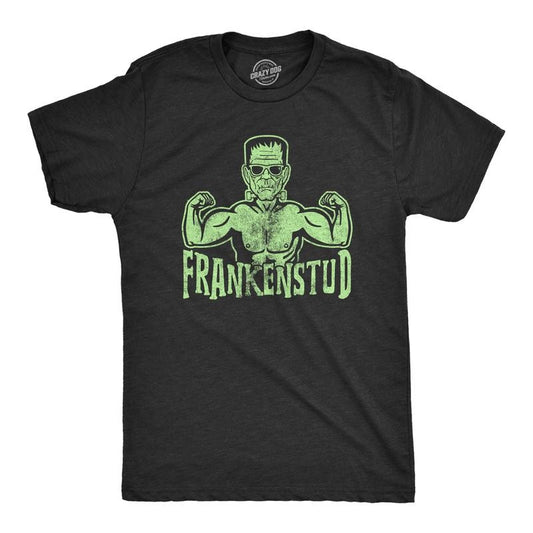 Mens Frankenstud T Shirt Funny Fitness Workout Frankenstein Halloween Graphic Tee Mens Funny T Shirts Cool Tees Soft Stylish Casual Menswear Halloween Apparel for Men Funny Fitness Short Sleeve Black
