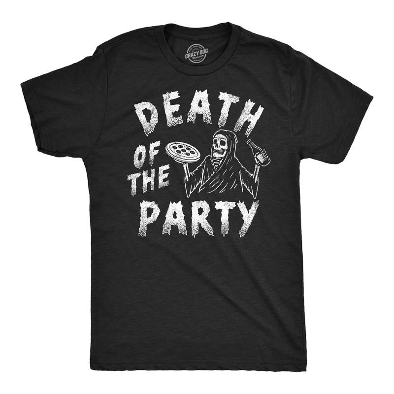 Mens Funny T Shirts Death Of The Party Sarcastic Grim Reaper Graphic Tee For Men Mens Funny T Shirts Cool Tees Soft Stylish Casual Menswear Drinking Apparel for Men Funny Sarcastic Short Sleeve Black -