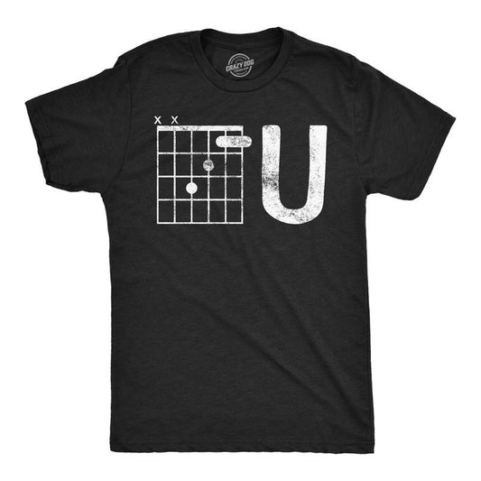 Mens Funny T Shirts F U Guitar Chord Sarcastic Music Joke Graphic Tee For Men Mens Funny T Shirts Cool Tees Soft Stylish Casual Menswear Sarcastic Apparel for Men Funny Music Short Sleeve Novelty Tees Black - F