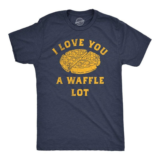 Mens Funny T Shirts I Love You A Waffle Lot Sarcastic Food Tee For Men Mens Funny T Shirts Cool Tees Soft Stylish Casual Menswear Funny Food Short Sleeve Novelty Tees for Guys Navy - I