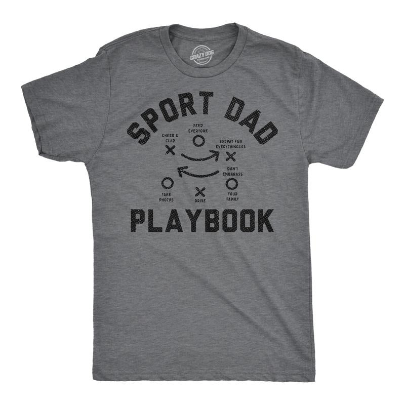 Mens Funny T Shirts Sport Dad Playbook Sarcastic Graphic Novelty Tee For Men Mens Funny T Shirts Cool Tees Soft Stylish Casual Menswear Funny Sarcastic Short Sleeve Novelty Tees for Guys Dark Grey