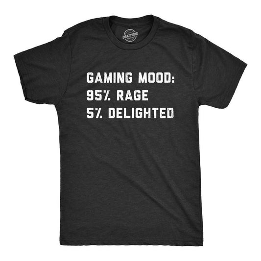 Mens Gaming Mood Rage Or Delighted T Shirt Funny Retro Video Games eSports Novelty Tee Mens Funny T Shirts Cool Tees Soft Stylish Casual Menswear Funny Gamer Short Sleeve Novelty Tees for Guys Black