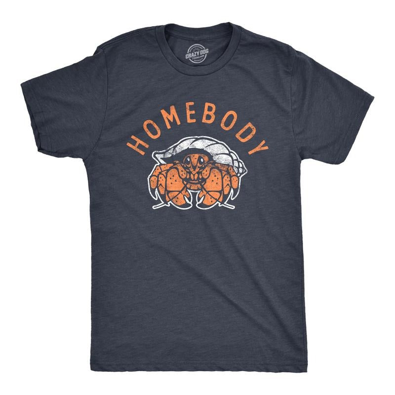 Mens Homebody T Shirt Funny Sarcastic Crab Shell Joke Tee For Guys Mens Funny T Shirts Cool Tees Soft Stylish Casual Menswear Funny Animal Short Sleeve Novelty Tees for Guys Navy