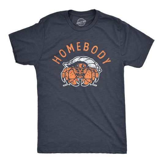 Mens Homebody T Shirt Funny Sarcastic Crab Shell Joke Tee For Guys Mens Funny T Shirts Cool Tees Soft Stylish Casual Menswear Funny Animal Short Sleeve Novelty Tees for Guys Navy