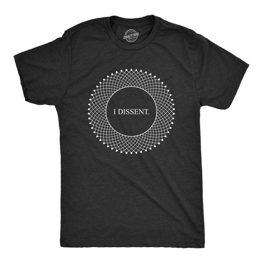 Mens I Dissent T Shirt RBG Ruth Bader Ginsburg Lace Collar Graphic Novelty Tee Mens Funny T Shirts Cool Tees Soft Stylish Casual Menswear Funny Political Short Sleeve Novelty Tees for Guys Black