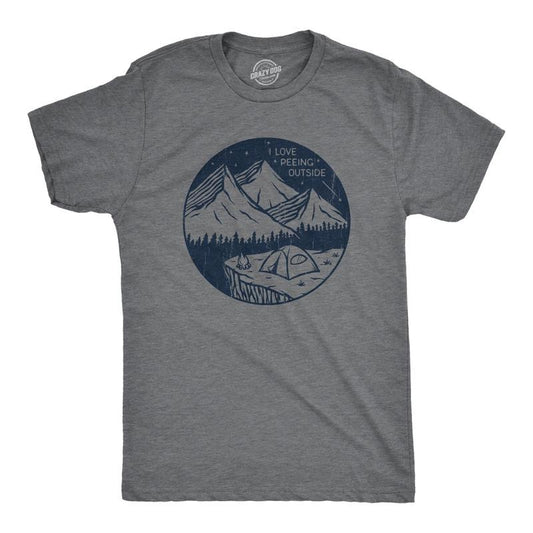 Mens I Love Peeing Outside T Shirt Funny Sarcastic Camping Nature Lovers Tee For Guys Mens Funny T Shirts Cool Tees Soft Stylish Casual Menswear Funny Camping Short Sleeve Novelty Tees for Guys Dark Grey