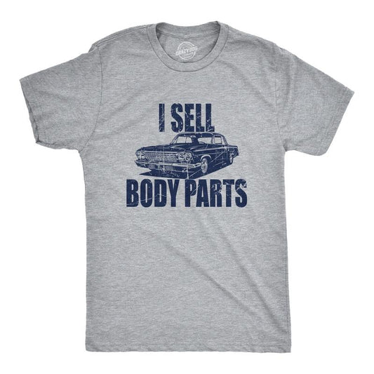 Mens I Sell Body Parts T Shirt Funny Mechanic Car Lover Joke Tee For Guys Mens Funny T Shirts Cool Tees Soft Stylish Casual Menswear Dad Joke Apparel for Men Funny Mechanic Short Sleeve Novelty Tees Light Grey
