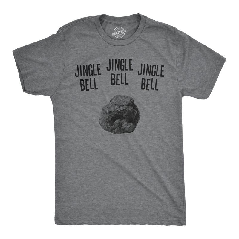 Mens Jingle Bell Rock T Shirt Funny Christmas Song Tee Mens Funny T Shirts Cool Tees Soft Stylish Casual Menswear Christmas Apparel for Men Funny Music Short Sleeve Novelty Tees for Guys Dark Grey