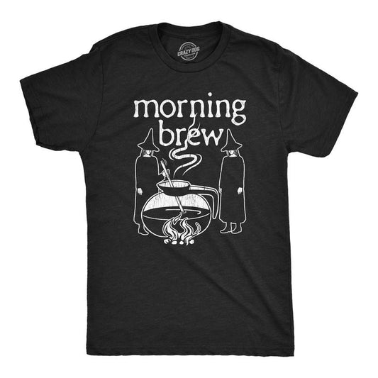 Mens Morning Brew T Shirt Funny Witch Potion Coffee Pot Joke Tee For Guys Mens Funny T Shirts Cool Tees Soft Stylish Casual Menswear Funny Coffee Short Sleeve Novelty Tees for Guys Black -