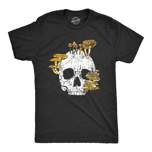 Mens Mushroom Skull T Shirt Fuuny Cool Dead Decaying Skeleton Shrooms Tee for Guys Mens Funny T Shirts Cool Tees Soft Stylish Casual Menswear Funny Sarcastic Short Sleeve Novelty Tees for Guys Black -