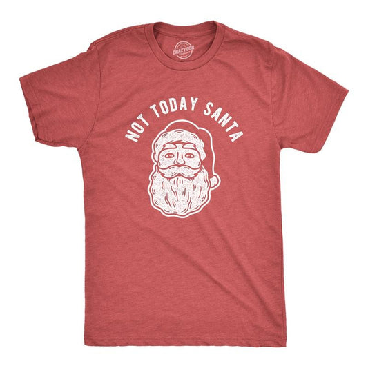 Mens Not Today Santa T Shirt Funny Christmas Party Holiday Graphic Tee Mens Funny T Shirts Cool Tees Soft Stylish Casual Menswear Christmas Apparel for Men Novelty Tees for Guys Red
