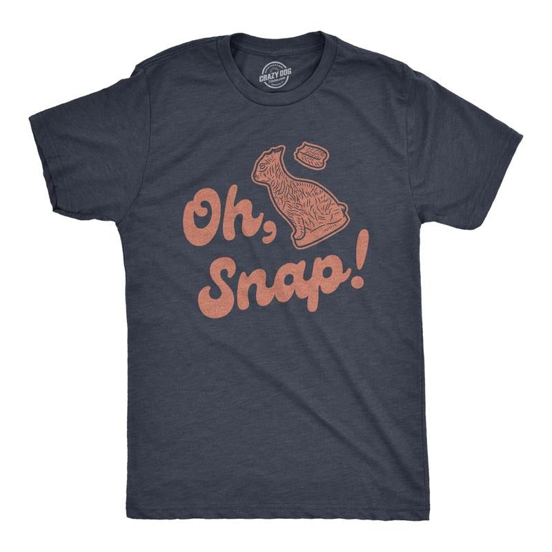 Mens Oh Snap T shirt Funny Chocolate Easter Bunny Basket Egg Hunt Gift for Him Mens Funny T Shirts Cool Tees Soft Stylish Casual Menswear Easter Apparel for Men Funny Food Short Sleeve Novelty Tees Navy