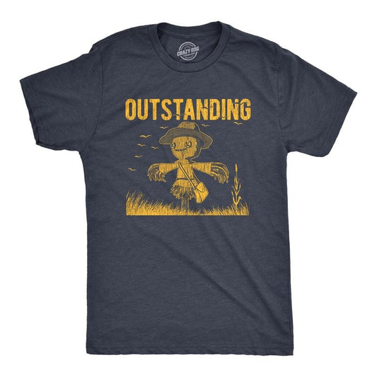 Mens Outstanding T Shirt Funny Silly Scarecrow Joke Tee For Guys Mens Funny T Shirts Cool Tees Soft Stylish Casual Menswear Funny Sarcastic Short Sleeve Novelty Tees for Guys Navy -
