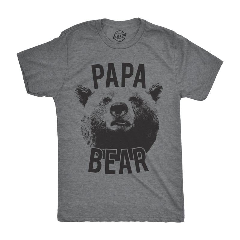 Mens Papa Bear T shirt Funny Fathers Day Idea for Dad Papa Hilarious Husband Mens Funny T Shirts Cool Tees Soft Stylish Casual Menswear Dark Grey