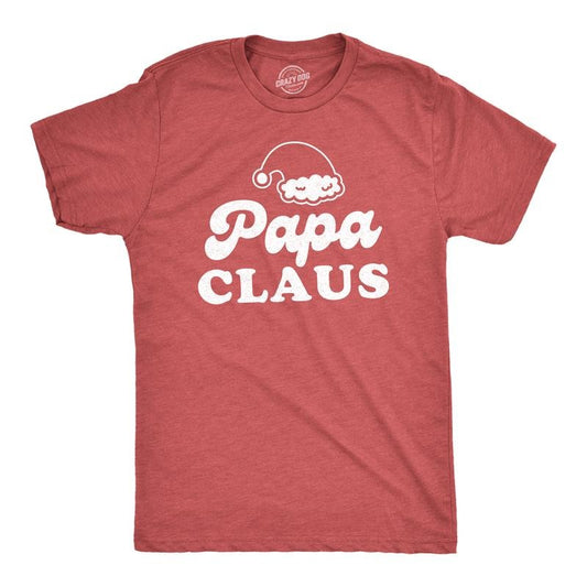 Mens Papa Claus T Shirt Funny Christmas Grandfather Holiday Party Novelty Tee Mens Funny T Shirts Cool Tees Soft Stylish Casual Menswear Christmas Apparel for Men Novelty Tees for Guys Red - Papa