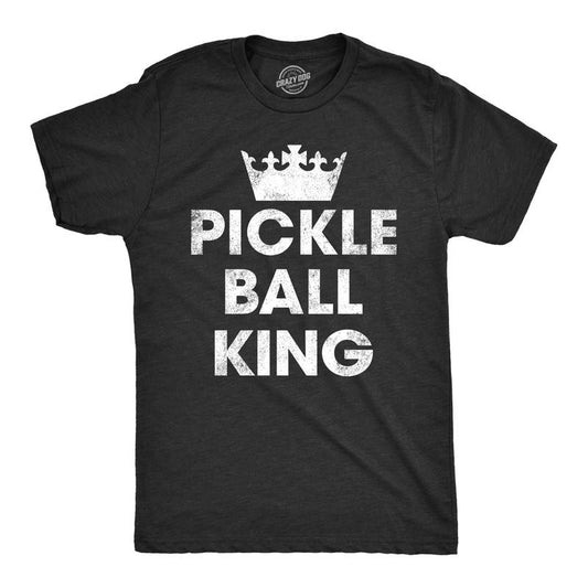 Mens Pickle Ball King T Shirt Funny Champion Pickleball Lovers Tee For Guys Mens Funny T Shirts Cool Tees Soft Stylish Casual Menswear Pickle Ball Apparel for Men Funny Sarcastic Short Sleeve Novelty Black -