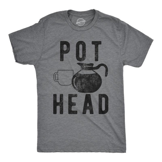Mens Pot Head T Shirt Funny Coffee Tee for Guys Caffeine Sarcastic  Tee Mens Funny T Shirts Cool Tees Soft Stylish Casual Menswear Funny Coffee Short Sleeve Novelty Tees for Guys Dark Grey