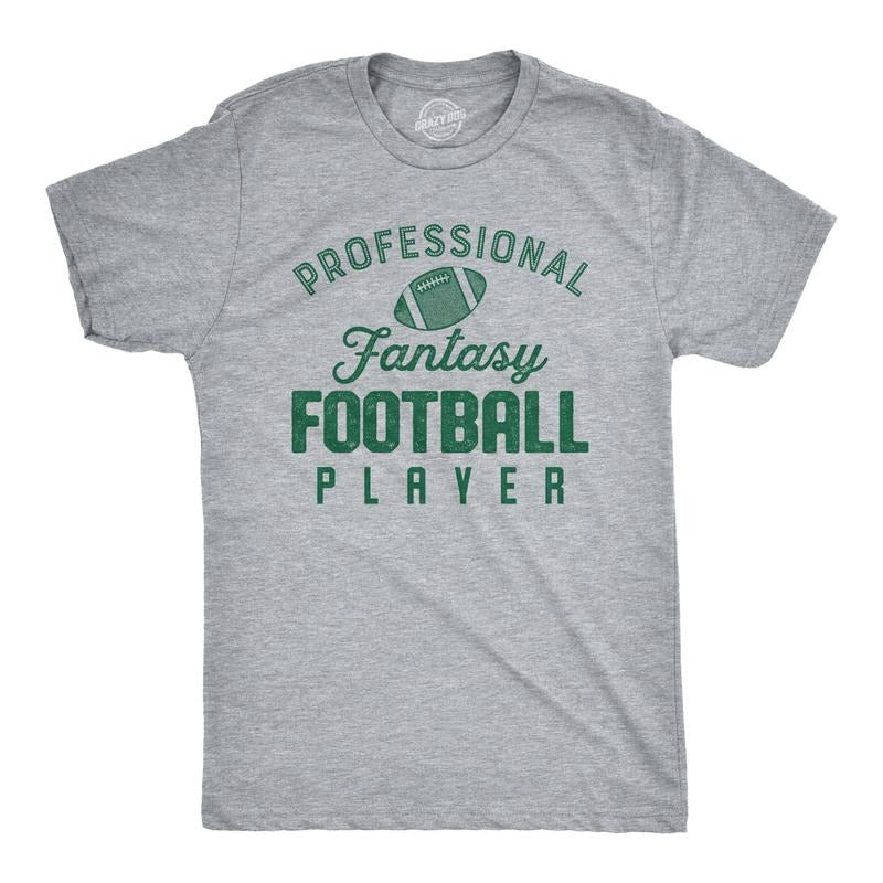 Mens Professional Fantasy Football Player T Shirt Funny Sports Tee Mens Funny T Shirts Cool Tees Soft Stylish Casual Menswear Funny Football Short Sleeve Novelty Tees for Guys Light Grey