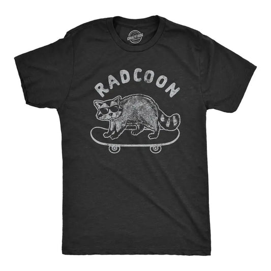 Mens Radcoon T Shirt Funny Rad Raccoon Cool Skateboard Graphic Novelty Tee Mens Funny T Shirts Cool Tees Soft Stylish Casual Menswear Funny Animal Short Sleeve Novelty Tees for Guys Black