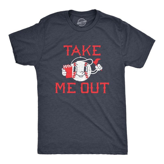 Mens Take Me Out T Shirt Funny Sarcastic Baseball Game Popcorn Graphic Tee For Guys Mens Funny T Shirts Cool Tees Soft Stylish Casual Menswear Sarcastic Apparel for Men Funny Baseball Short Sleeve Navy -