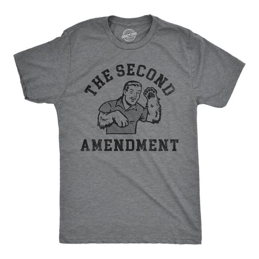 Mens The Second Amendment T Shirt Funny Bear Arms Pun Joke Tee for Guys Mens Funny T Shirts Cool Tees Soft Stylish Casual Menswear Funny Sarcastic Short Sleeve Novelty Tees for Guys Dark Grey