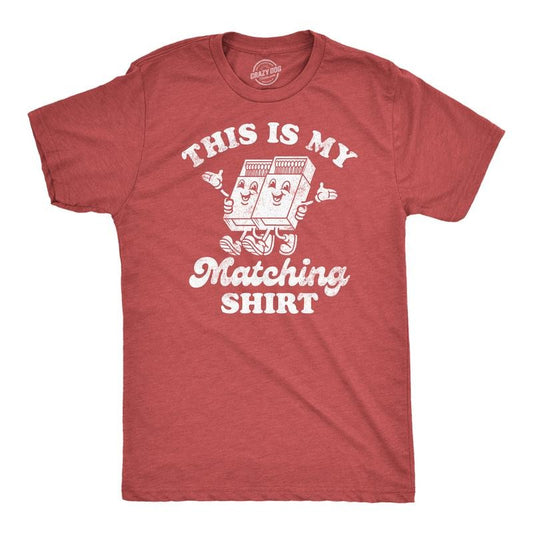 Mens This is My Matching Shirt Funny Couples Shirt Matchbox Tee for Guys Mens Funny T Shirts Cool Tees Soft Stylish Casual Menswear Love Apparel for Men Novelty Tees for Guys Red -