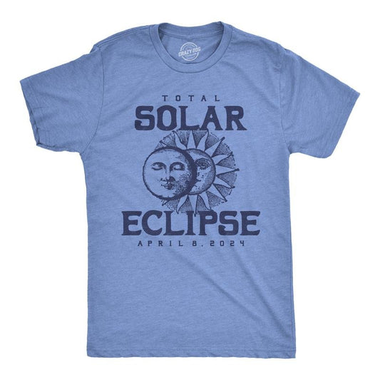 Mens Vintage 2024 Total Solar Eclipse Funny T Shirt Novelty Graphic Tee For Men