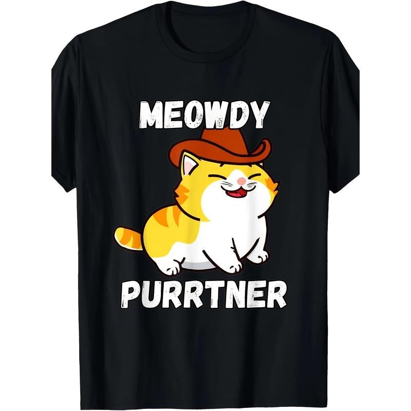 Meowdy Country Cowboy Hat Cat Meowdy Purrtner T-Shirt100% Cotton - 220g  made in usa