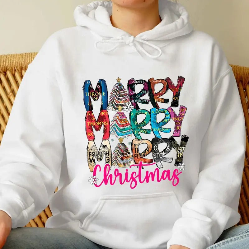 Merry Bookmas Shirt, Book Lovers Christmas Gift, Graphic Xmas Tee Hoodie Top