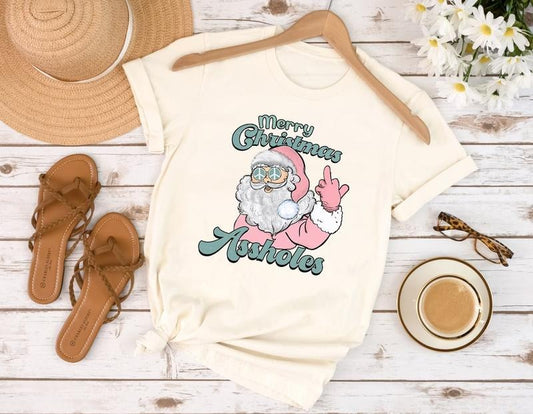 Merry Christmas Funny Santa Shirt, Funny Santa Sweatshirt, Holiday Season Hoodie, Christmas Santa T-Shirt, Pink Santa Shirt, Xmas Gifts Cotton Menswear