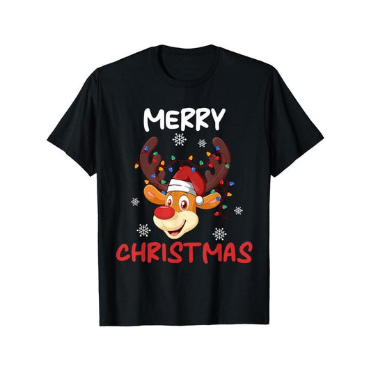 Merry Christmas Reindeer Family Matching T-Shirts - Soft Cotton, Comfort Fit for All Ages & Genders - Perfect Holiday Gift Made in USA
