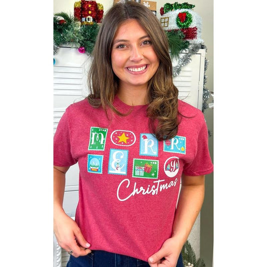 Merry Christmas Stamps Graphic Shirt