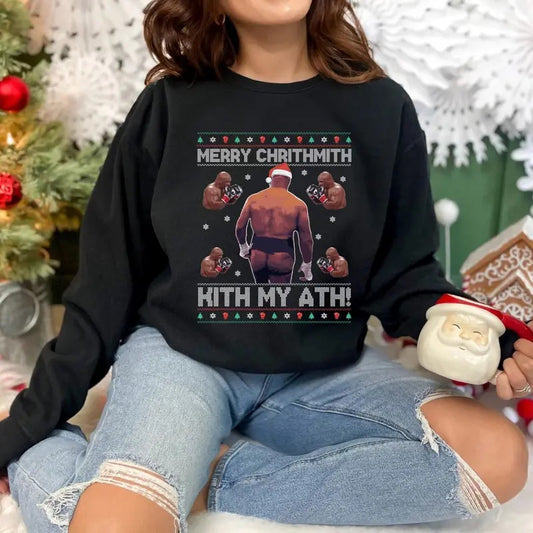 Merry Chrithmith Kith My Ath Sweatshirt, Mike As Boxing Fight Meme, Funny Christmas, Funny Boxing Meme Holiday, Boxing Meme Xmas Gift