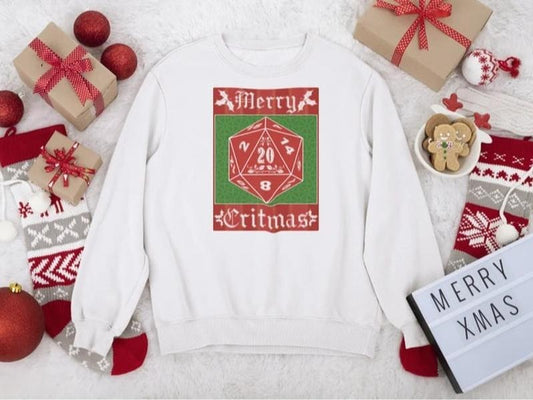 Merry Critmas D20 Holiday Christmas Sweatshirt | Dungeons and Dragons | DnD | Unisex Heavy Blend Crewneck Sweatshirt | Dungeons and Dragons D20 Sweatshirt, D20 Sweatshirt Hoodie | D&D Shirt | DnD Shirtstyle{n002}2