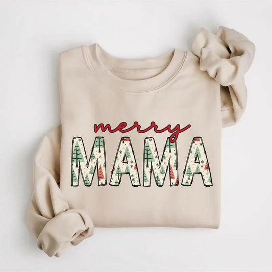 Merry Mama Sweatshirt Mom Christmas Sweatshirt Mama Holiday Sweater Christmas Pregnancy Announcement New Mom Sweater Holiday Shirt