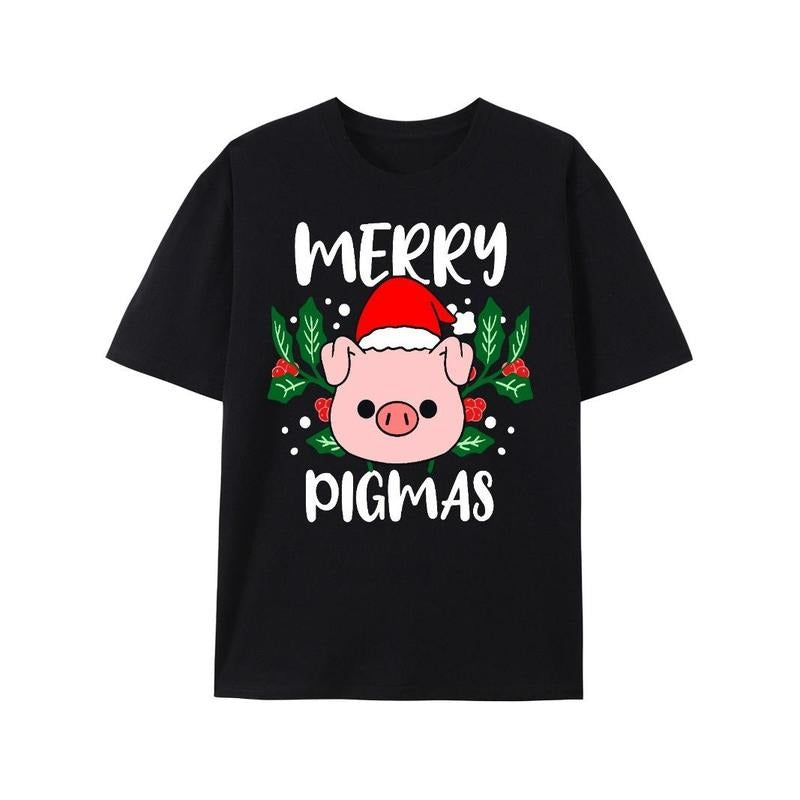 Merry Pigmas Christmas Pig T-Shirt Made in USA