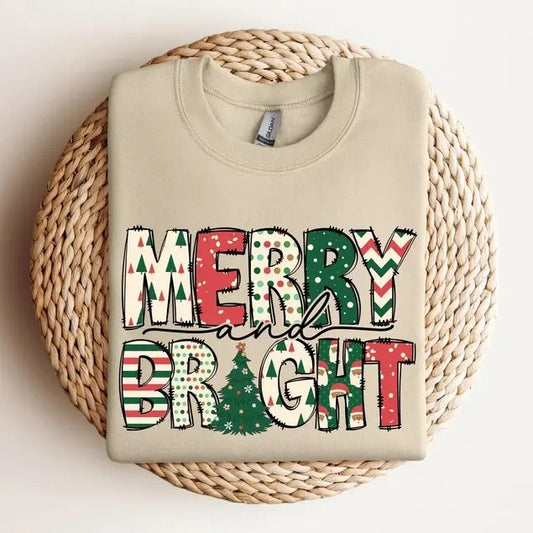 Merry and Bright Sweatshirt, Christmas Shirt, Family Christmas Sweatshirt, Christmas Sweatshirts for Women,For Men, For Women
