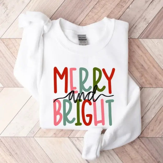 Merry and Bright Sweatshirt, Christmas Sweatshirt, Family Christmas Sweatshirt, Christmas Sweatshirts for Women, Merry Christmas Sweatshirt, Holiday Sweatshirt,  Christmas Shirt, Christmas Clothes, Christmas Vibes, Christmas Season, Christmas Tree