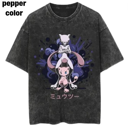 Mew & Mewtwo Shadowburst Vintage Tee, Mewtwo T-Shirt, Pokemon Graphic Tees, Unisex Anime Shirt Menswear Womenswear Streetwear