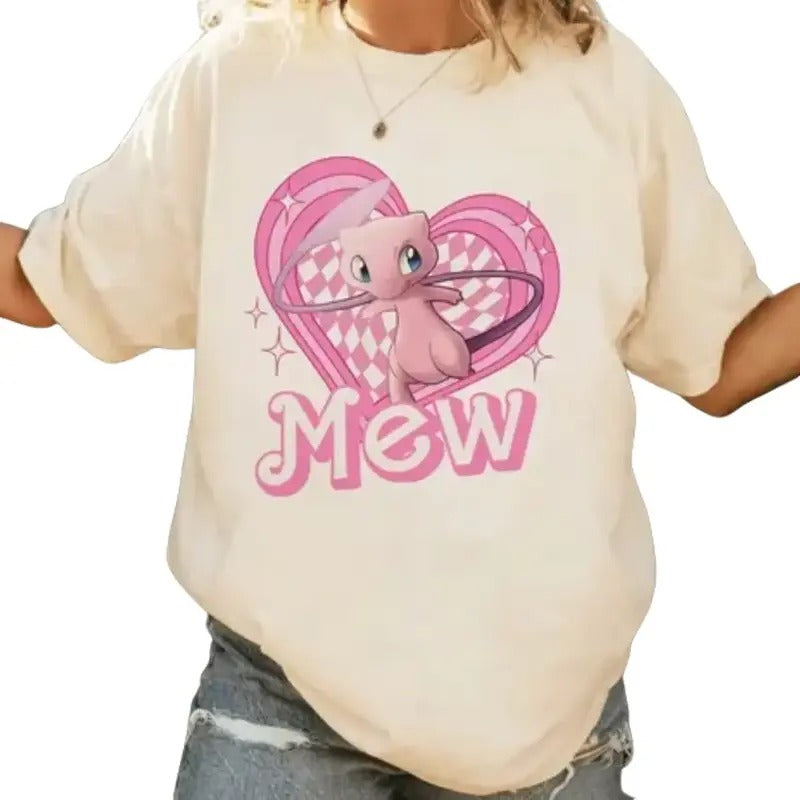Mew Pink Doll Heart Style T-Shirt, Pokemon Shirt, Anime Shirt, Japanese Anime Shirt Top Menswear