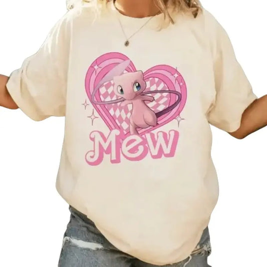 Mew Pink Doll Heart Style T-Shirt, Pokemon Shirt, Anime Shirt, Japanese Anime Shirt Top Menswear
