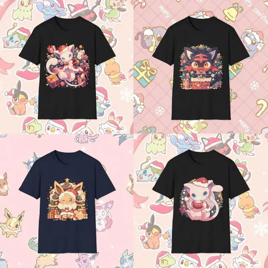Meww - Litten - Eevee Pokemon Christmas Shirt, Pokemon Shirt, Anime Shirt, Christmas Shirt, Graphic Tees, Gift For Fan, Menswear Top, Womenswear