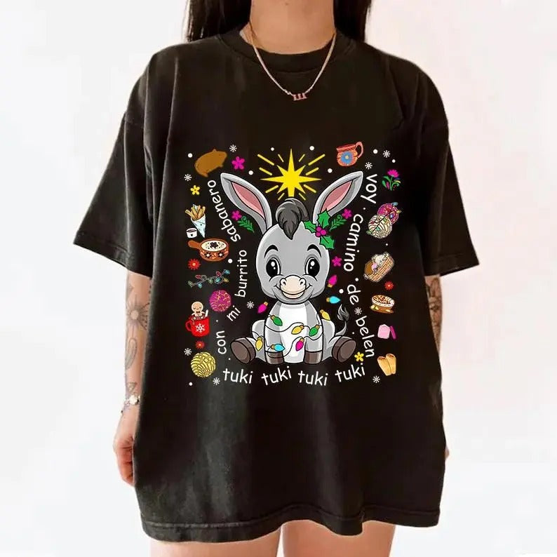 Mi Burrito Sabanero Mexican Tshirt Sweatshirt Hoodie, Feliz Navidad Coquette Christmas, Tuki Tuki Donkey Latino Xmas, Unisex Sweater Pullover Tee