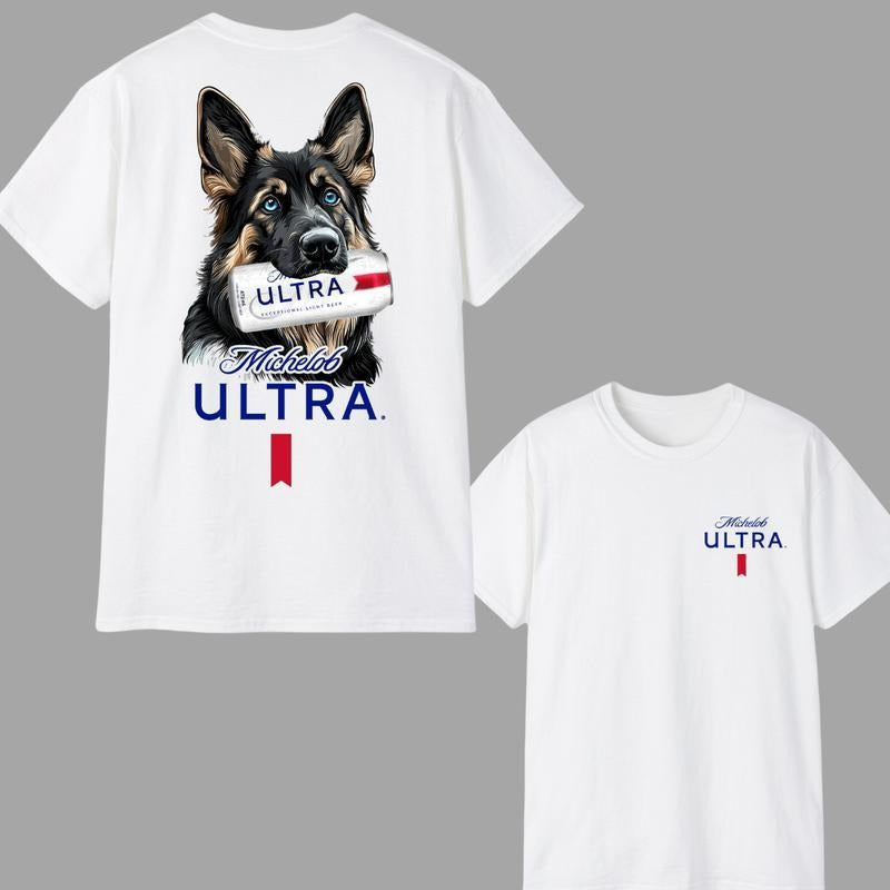 Michellob Ultra And German Shepherd Dogs Shirt, Cool Dog with Michellob Ultra T-shirt, Perfect Beer And Dog For Women, For Men, Menswear