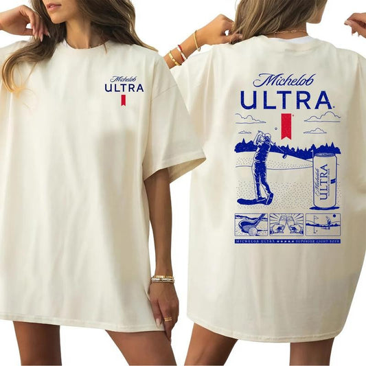 Michelob Ultra Golfing New Edition T-Shirt, Beer Lover Golf Graphic Tee, Funny Sports Shirt for Men and Women, Casual Streetwear Top