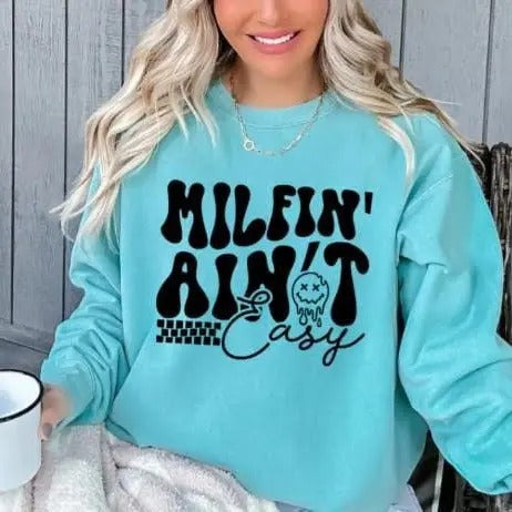 Milfin' Ain't Easy Screen Print Transfer Ready To Press Ready To Ship Cute Easy Transfers Trendy