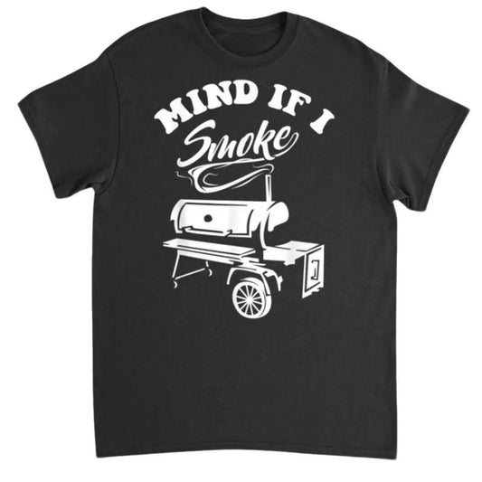 Mind if I Smoke - Funny BBQ Smoker & Grilling T-Shirt Menswear Top Underwear Tshirt Streetwear Tropical Shortsleeve Round Neck
