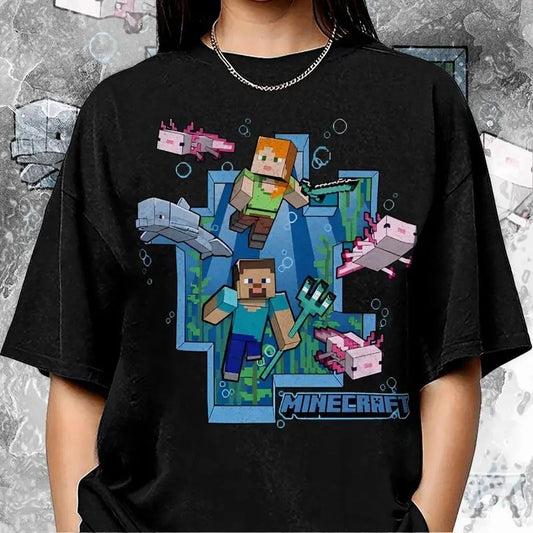 Minecraft Movie Shirt, Gift For Videogames Fans, Hoodie Long Sleeve Graphic Tee Cartoon, Minecraft Ocean Adventure T-Shirt